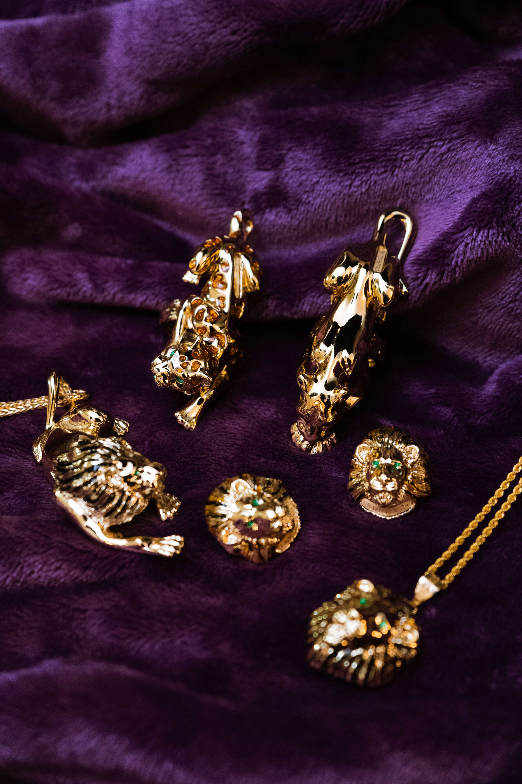Animal charms on purple