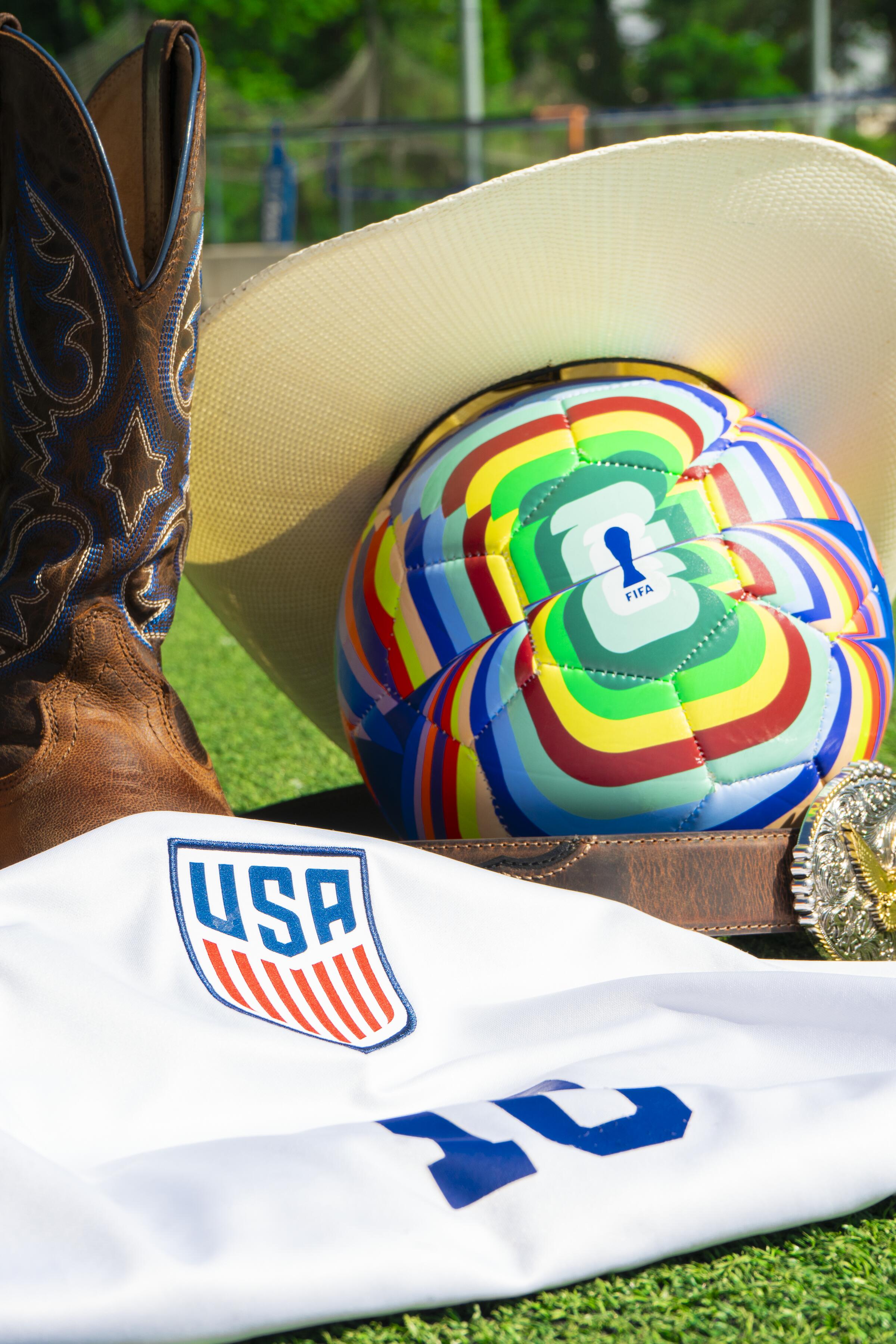 Bag closeup with soccer ball
